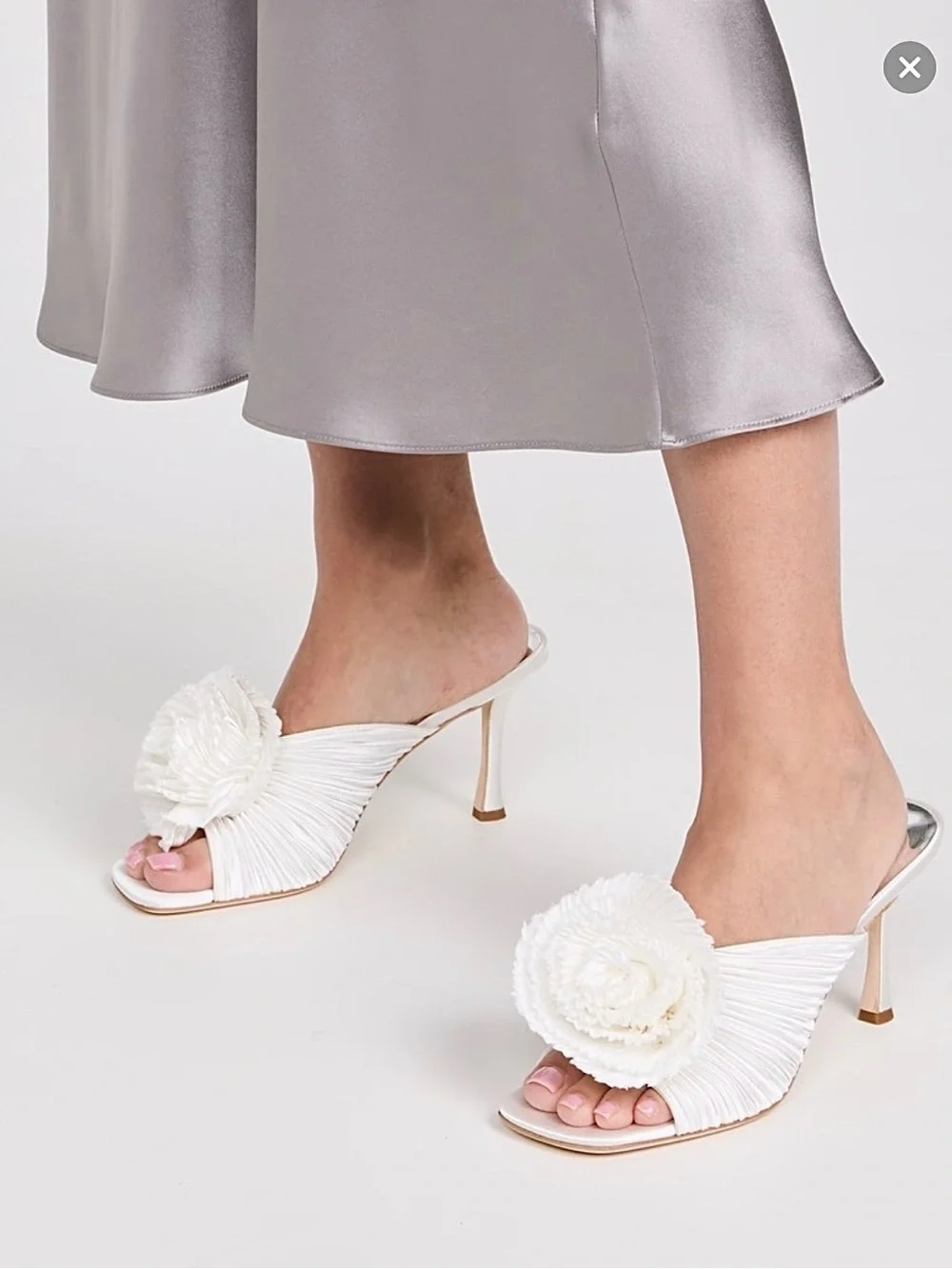 NWT Badgley Mischka Blythe Rosette Satin Slides, 7